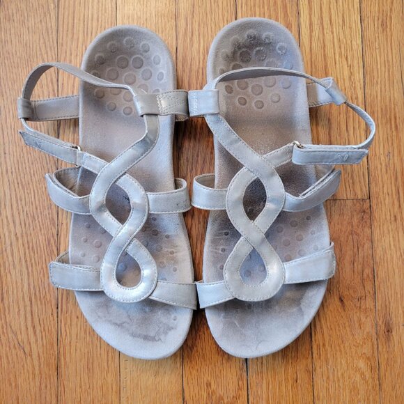 Vionic 11 Metallic Gold Leather Slingbacks Comfort Orthaheel JODIE Open Toe‎ - Picture 9 of 9